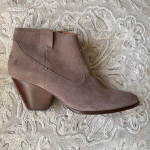 Frye grey suede heeled booties size 9